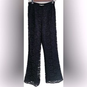 Elegant Chic Black Lace Beaded High Rise Pants Size 6